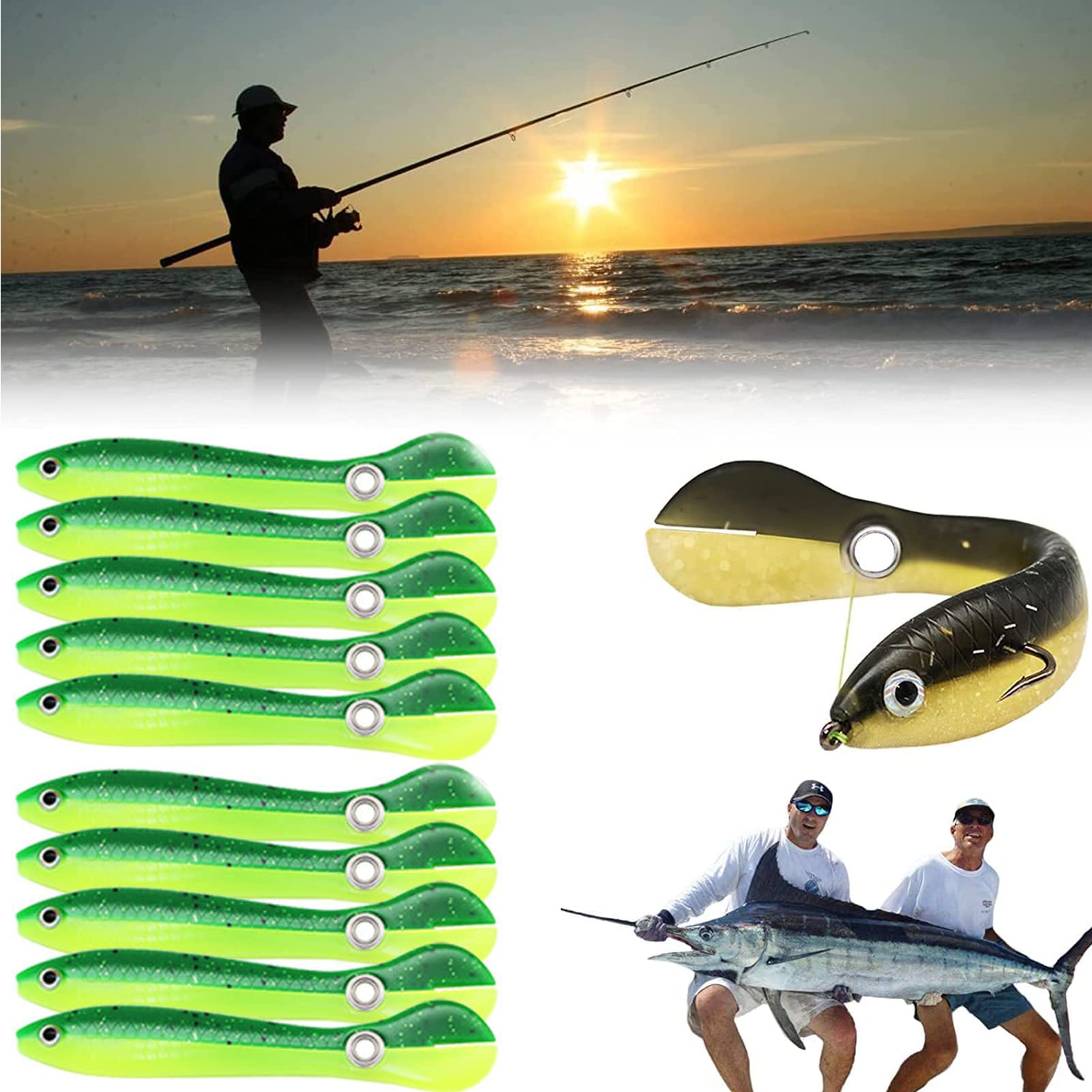 WANGTAOFishing Lures, 10Pcs Soft Bionic Fishing Lure Can Bounce, Soft Bionic Fishing Lure, Slow Sinking Bionic Swimming Lures