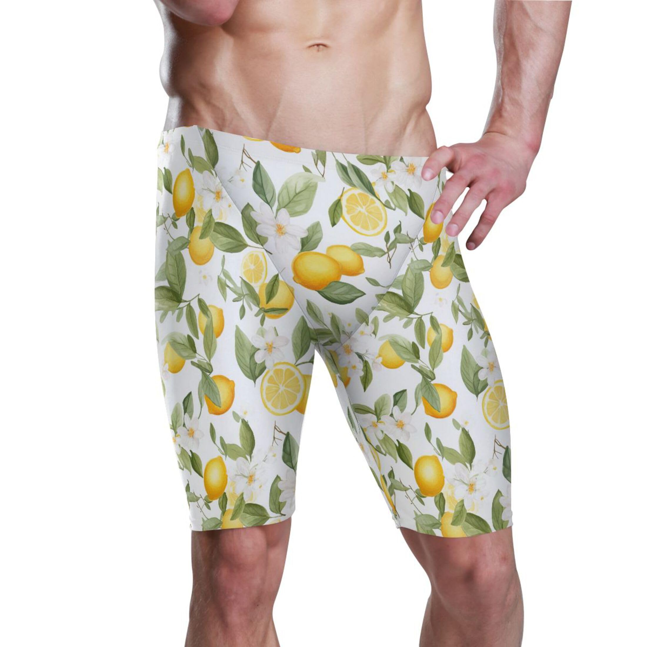 UMIRIKO Lemon Flowers Men's Swimsuit Swim Jammers L B0401763