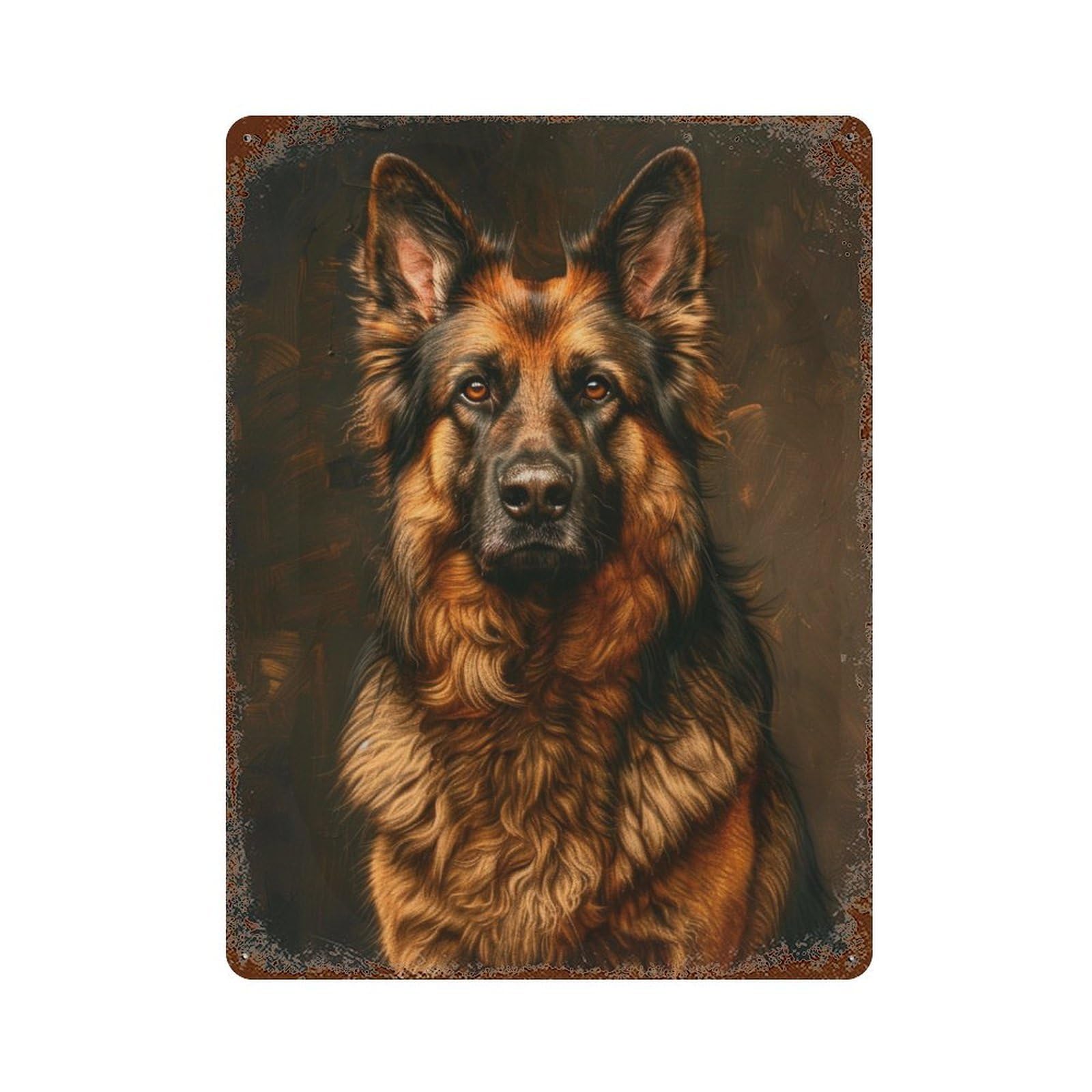 Distressed Metal Wall Sign German Shepherd Dog Art Print 15.7"x11.8", Vintage Wall Decor for Garage, Bar And Workshop Decor