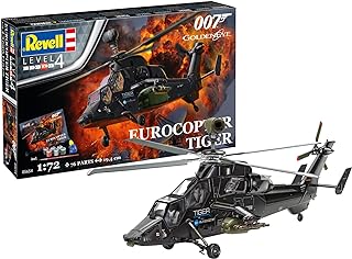 Revell Model Kit I Eurocopter Tiger I James Bond 007 Golden Eye I 116 Pieces I Scale 1:72 I for Children and Adults from 12 Years I with Brush and Colours
