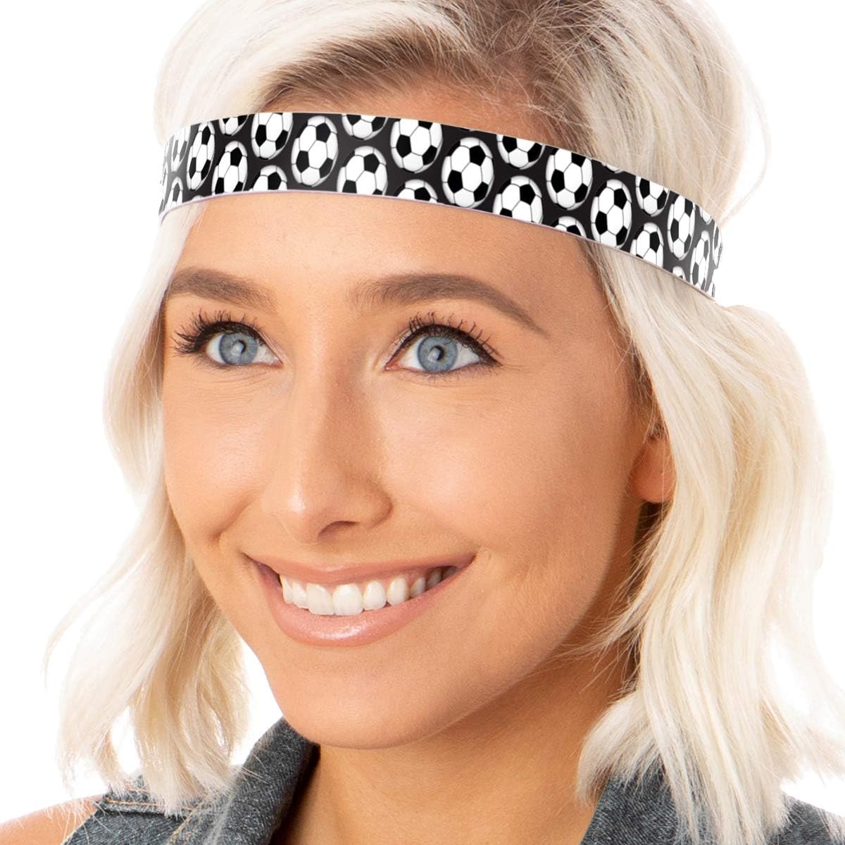 Hipsy Women's Adjustable NO Slip Black Soccer Headbands