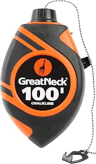 GreatNeck 74601 6:1 Chalk Reel Kit - 100ft Retractable Line, Tension Clutch, Chalk Refill for Precise Straight Marks