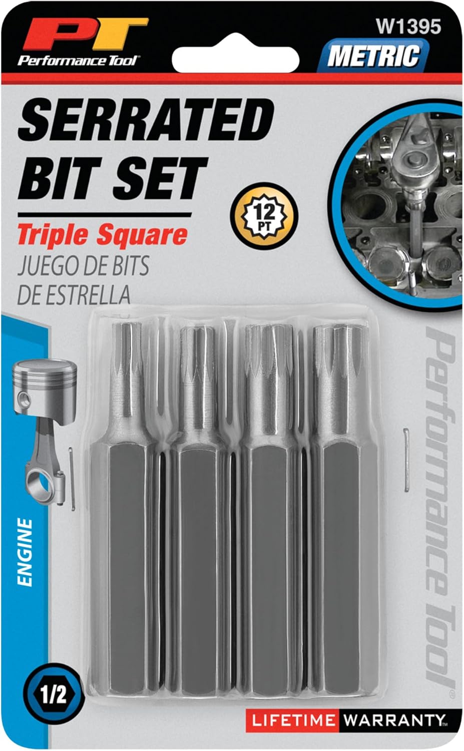 Performance Tool W1395 Heat Treated Alloy Steel 1/2-Inch Hex Drive Shaft Metric Socket Set, Sizes 6mm, 8mm, 10mm & 12mm