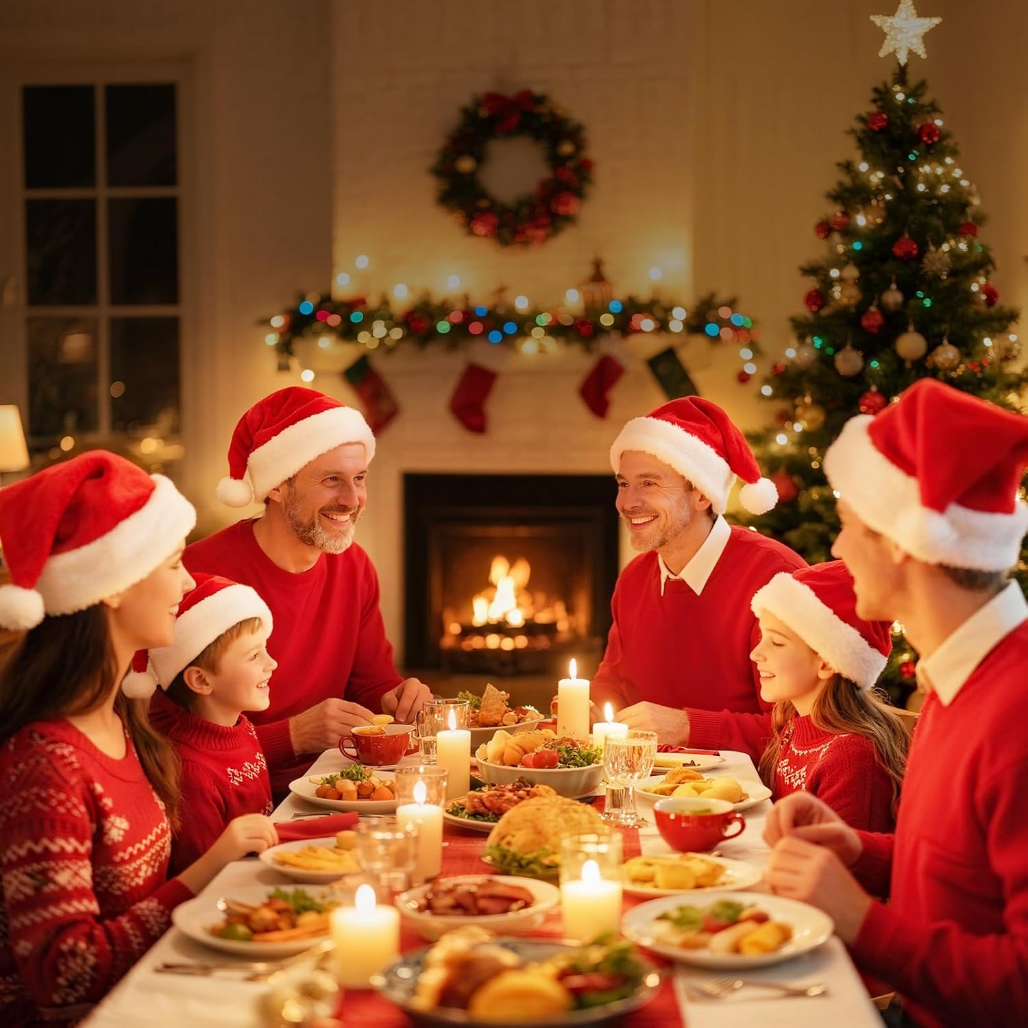 Santa Hat for Adults and Kids and Baby: Christmas Hat Extra Thick Classic for New Year Festive Party Supplies