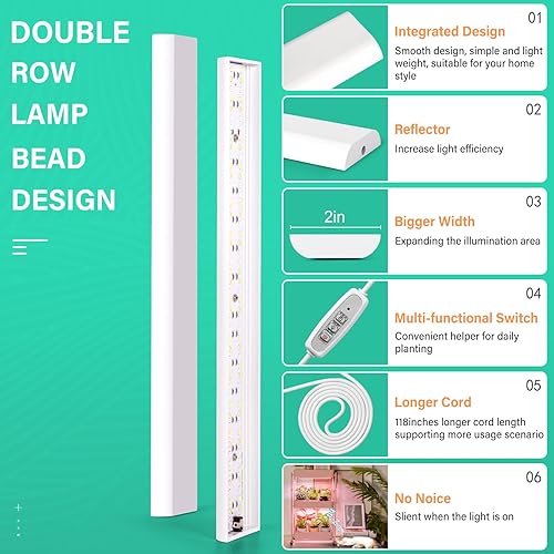 Miniatura 5 de FOXGARDEN Tira de luz de crecimiento, luz roja azul y blanca de espectro completo para plantas de interior, lámpara de crecimiento brillante de 96