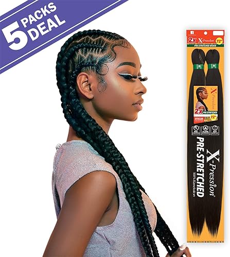 Miniatura 2 de Sensationnal Sensationnel - Trenzas de ganchillo de la colección africana, 2 trenzas preestiradas X-Pression, 72 pulgadas (paquete de 5, 2)