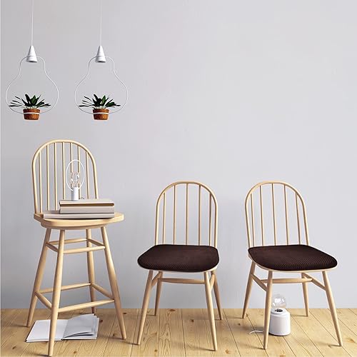 Miniatura 6 de Cojines de asiento de espuma marrón para sillas de cocina, cojines antideslizantes para asientos de patio, juego de 4 cojines lavables en forma de U
