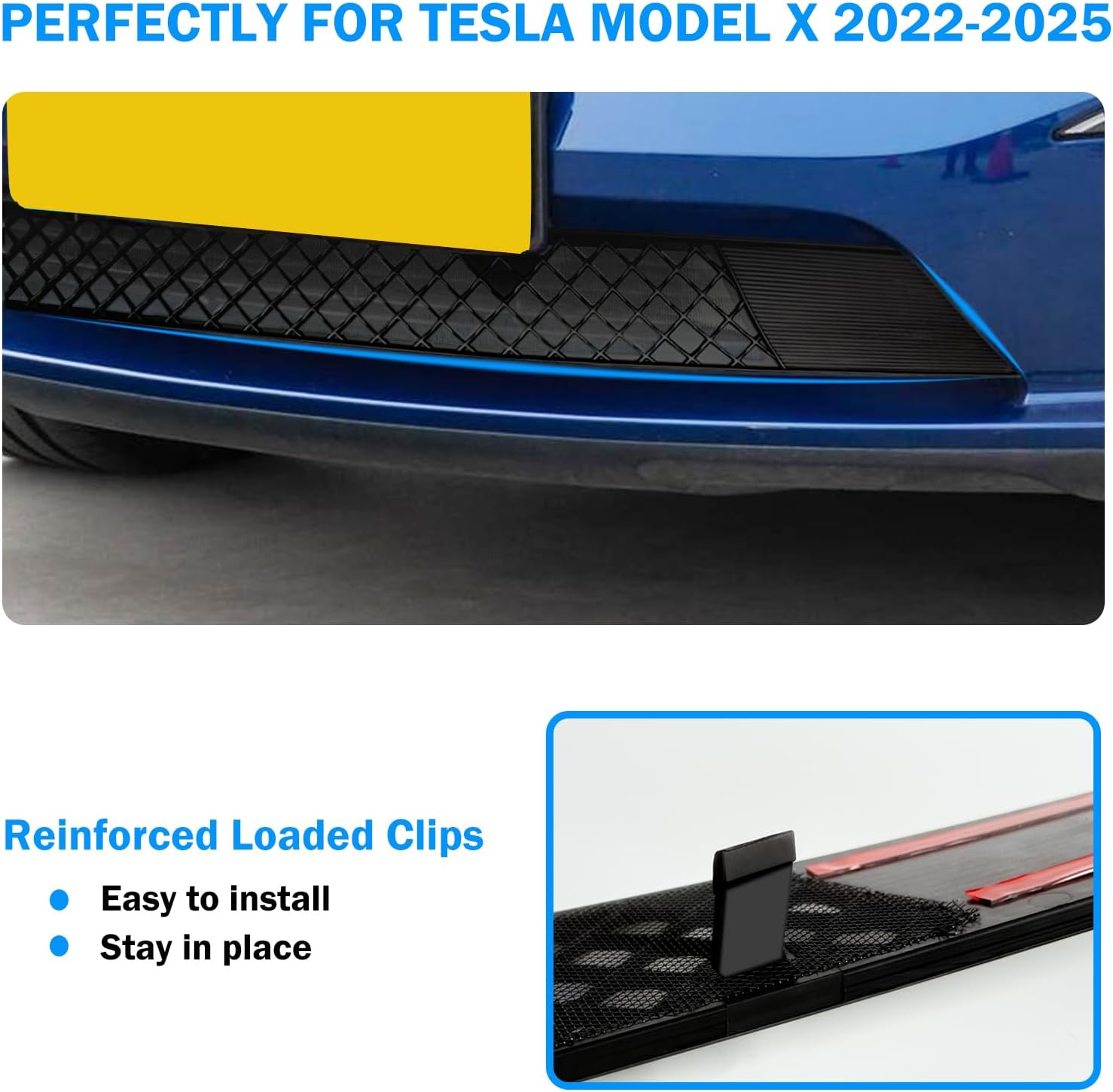 For Tesla Model X 2025 2024 Front Grill Mesh Insert, Grille Grid Inserts Air Inlet Vent Grille Cover Guard Replacement with Insect Protection Accessories for Model X 2025 2024 2023 2022