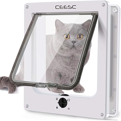 CEESC Puerta extragrande para gatos (tamaño exterior 11.6 x 9.8 pulgadas), puerta giratoria para gatos con bloqueo de 4 vĂas para puertas interiores CEESC Puerta extragrande para gatos (tamaño exterior 11.6 x 9.8 pulgadas), puerta giratoria para gatos con bloqueo de 4 vĂas para puertas interiores