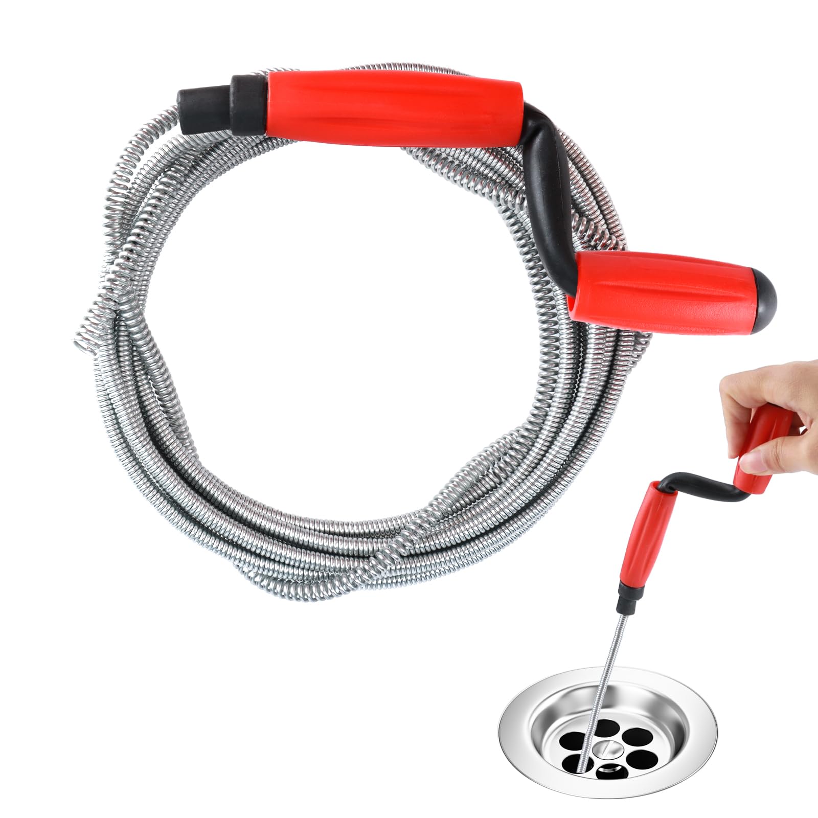 Spirale per la pulizia dei tubi, 5 m x 6 mm, Sonda Sturatubi,pulitore di scarico a spirale per lavandini, scarichi, vasche da bagno, fogna