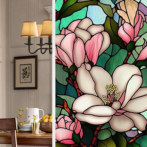 Miniatura 8 de Película para ventana de vitral, tinte de ventana, películas de privacidad para ventana, calcomanías decorativas para ventana para el hogar, flores