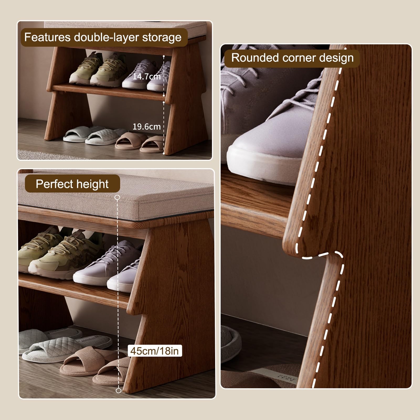 JHDXL Appendiabiti da Ingresso 3 in 1, Set di Appendiabiti con Scarpiera, da Corridoio, Mobile Ingresso da Terra, per Corridoio, Camera da Letto(80 * 35 * 167cm/31.5 * 14 * 65.7in)
