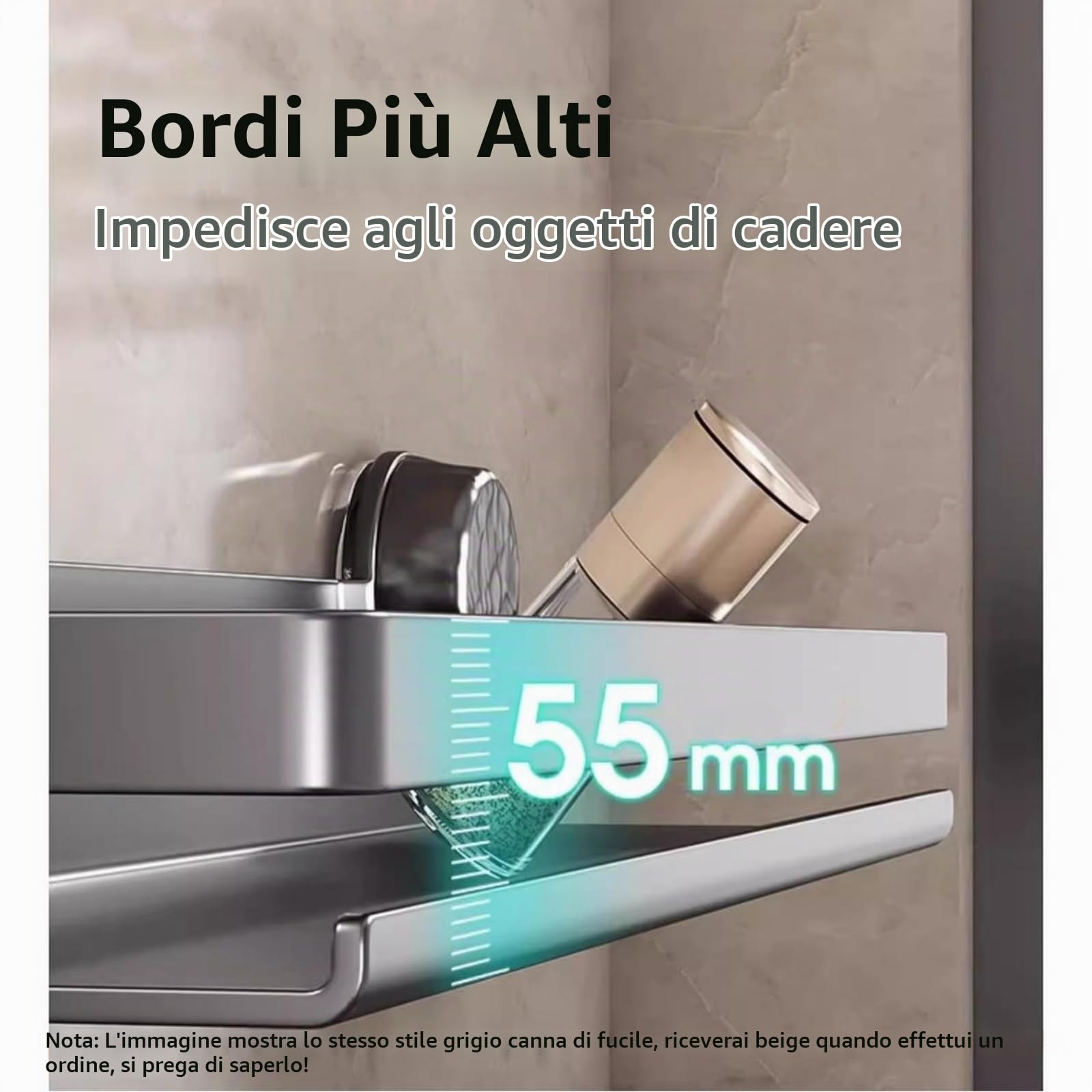 Portaspezie in acciaio inox, confezione da 2, portaspezie da parete, 30 cm, ventosa, mensola cucina per barattoli spezie e condimenti