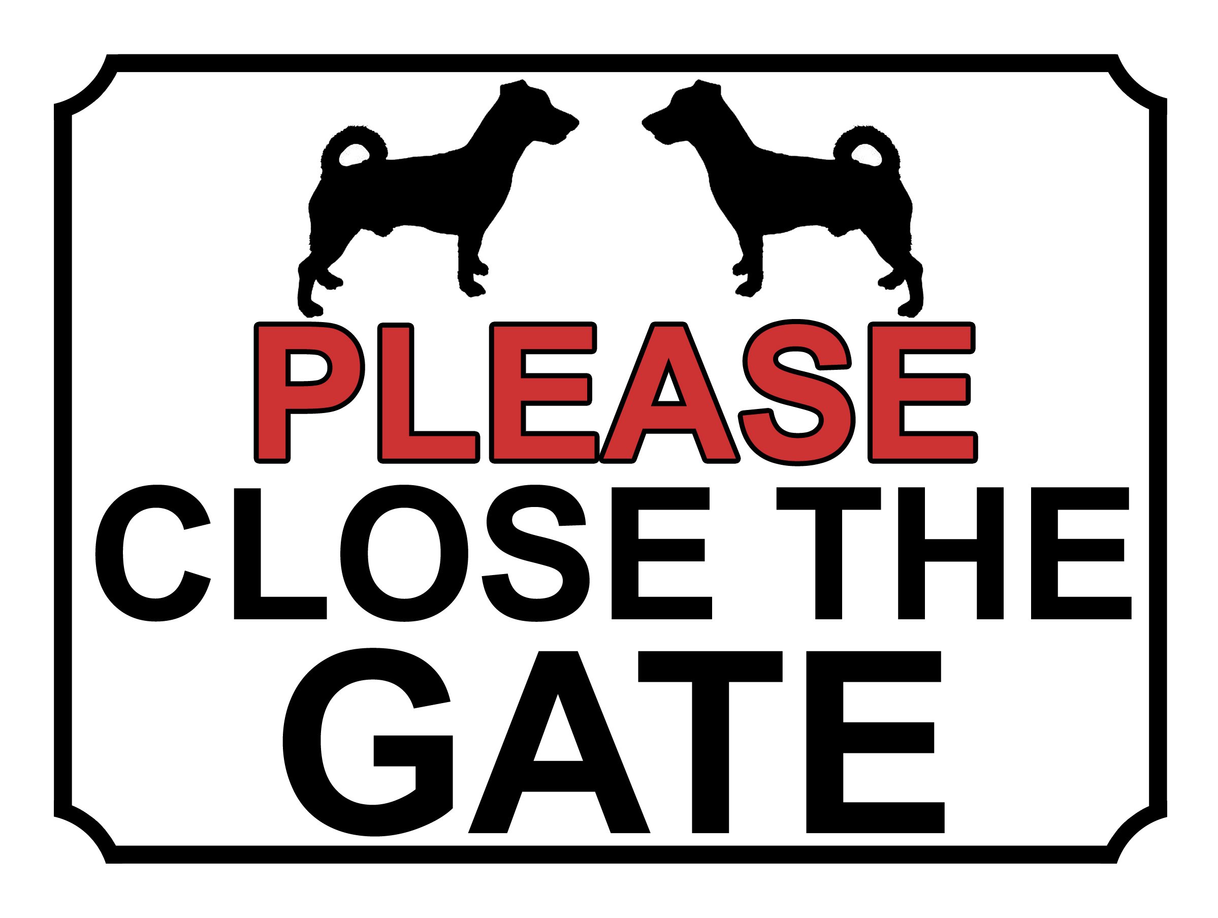 SHAWPRINT PLEASE CLOSE THE GATE DOG THEME METAL SIGN 267MM X 200MM (509H1L) LARGE 10" X 8"