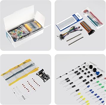 ELEGOO Electronics Fun Kit with Power Supply Module, Jumper Wire, Precision Potentiometer, 830 Points Breadboard for Arduino, Raspberry Pi, STM32, Datesheet Available