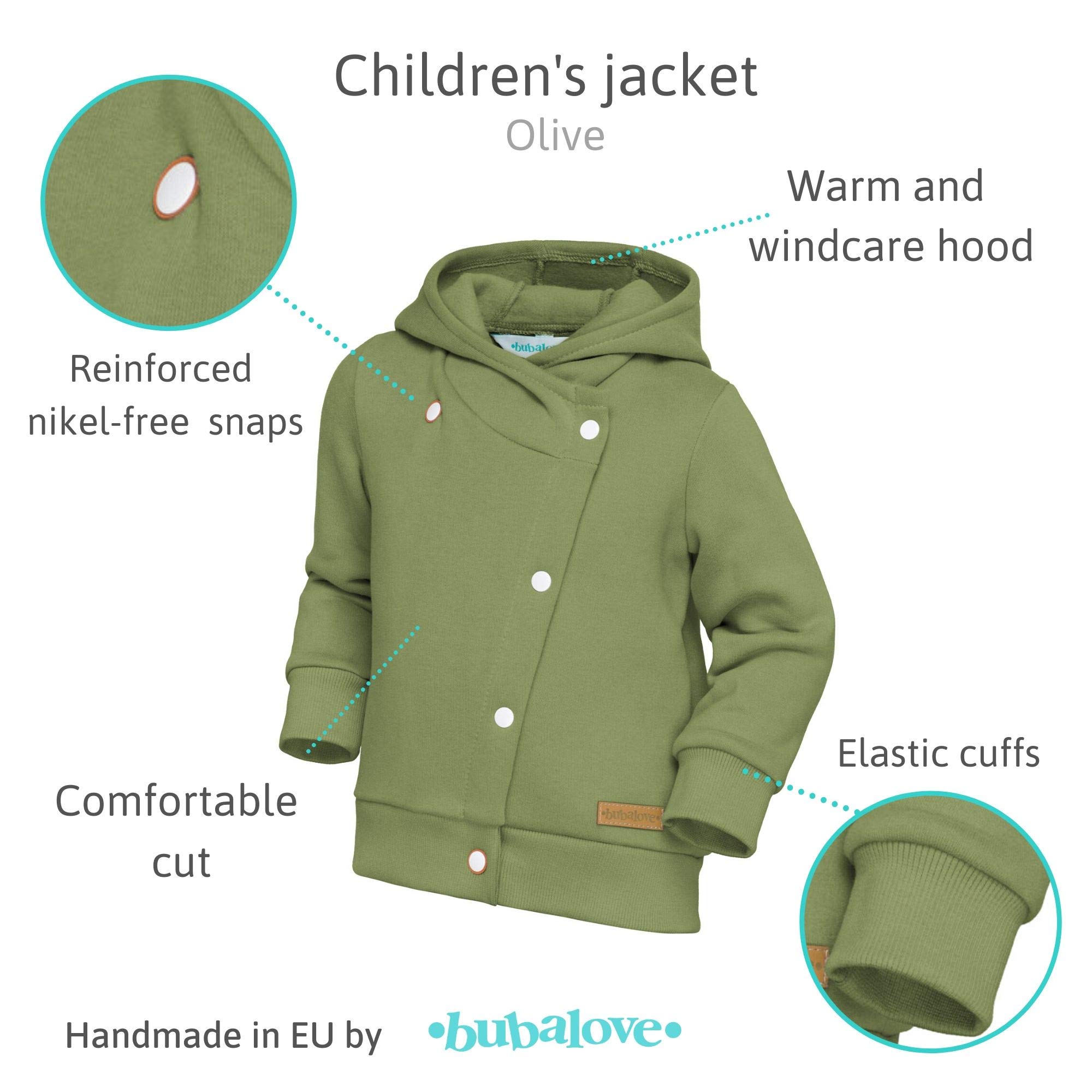 Bubalove - Chaqueta Infantil Botones con Capucha Unisex niños Primavera otoño