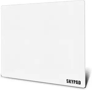 SkyPAD Glass 3.0 XL Gaming Mouse Pad with Text Logo | Professional Large Mouse Mat | 400 x 500 mm | White | Special Glass Surface with Improved Precision and Speed