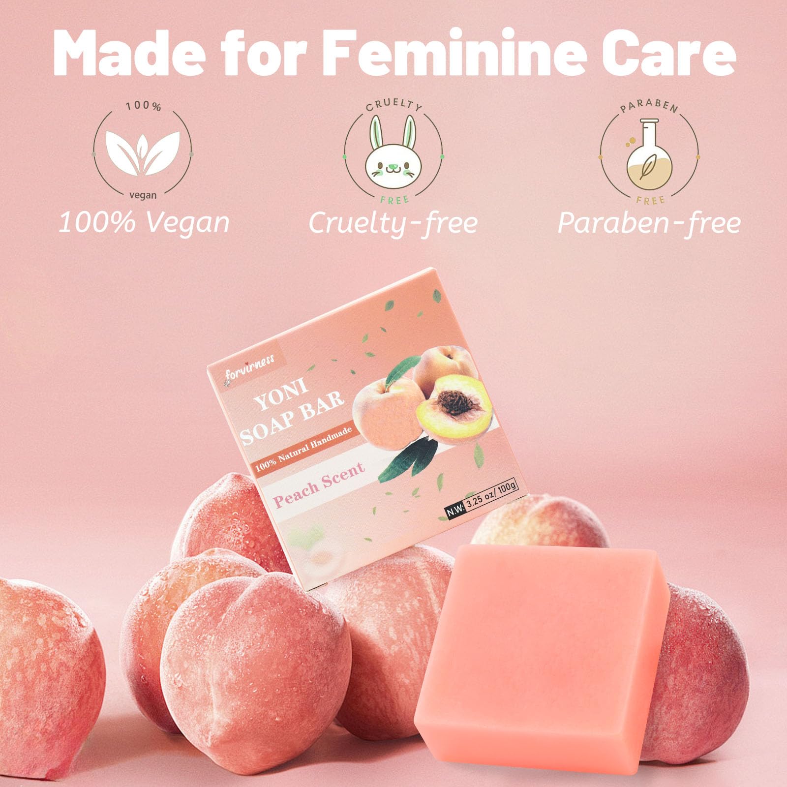 Yoni Soap Bar Yoni wash for Women PH Balance, 3Pack Gentle V Cleansing Intimate Soap Feminine Wash Eliminates Odor Moisturizing, vaginal soap Bath Soap (peach Juice)