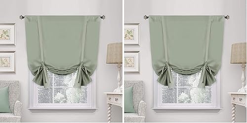 Miniatura 25 de H.VERSAILTEX - Cortina opaca de atar, con aislamiento térmico, bolsillo para varilla, cortina corta para baño, cortina de atar para ventana pequeña,