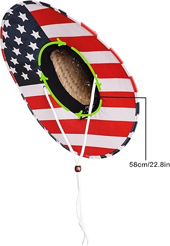 Miniatura 6 de Sombrero de paja con estampado de tela para hombres y mujeres, sombrero de salvavidas, playa, natación, crucero, tabla de remo, barco, pesca, se