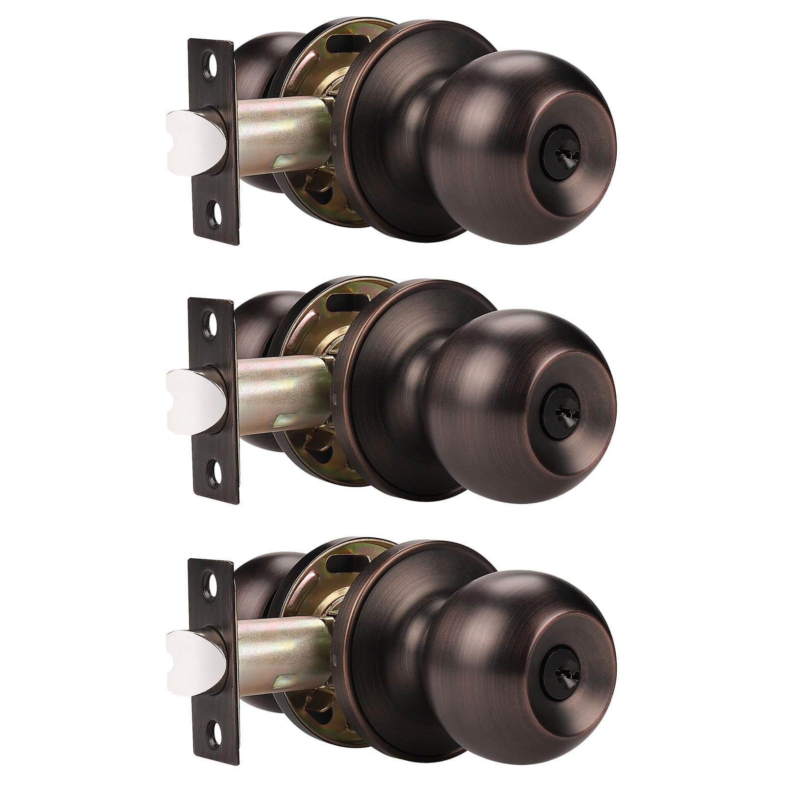 Probrico 3-Pack Keyed Alike Entry Door Knobs - Satin Nickel -19