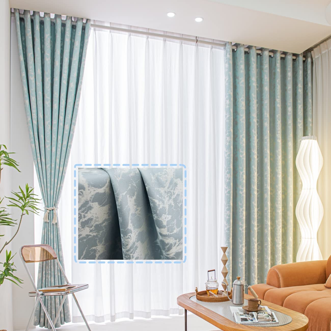 KVLDEC Sunlight Blocking Curtain Panels - 2 pcs Blackout Curtains for Study Room Bedroom and Living Room (W200 x L270cm, Blue)
