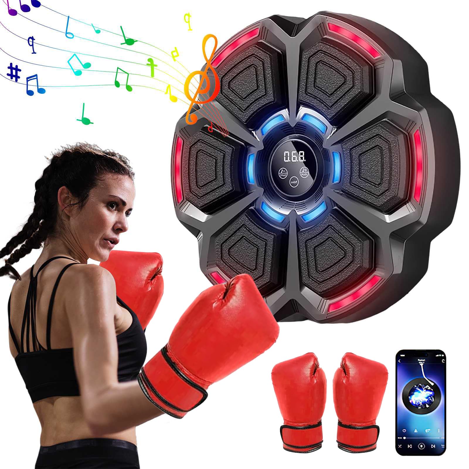 Snawowo Music Boxing Machine - 9 Modes Avec Gants - Compteur De Coups Et Bluetooth - Home Gym