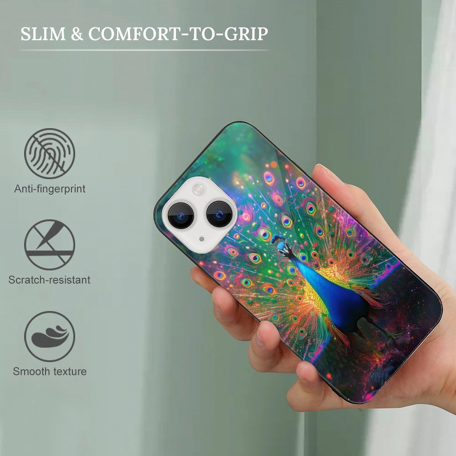 Amazon.com: CRIVOTA for iPhone 13 Mini Case - All-New Peacock