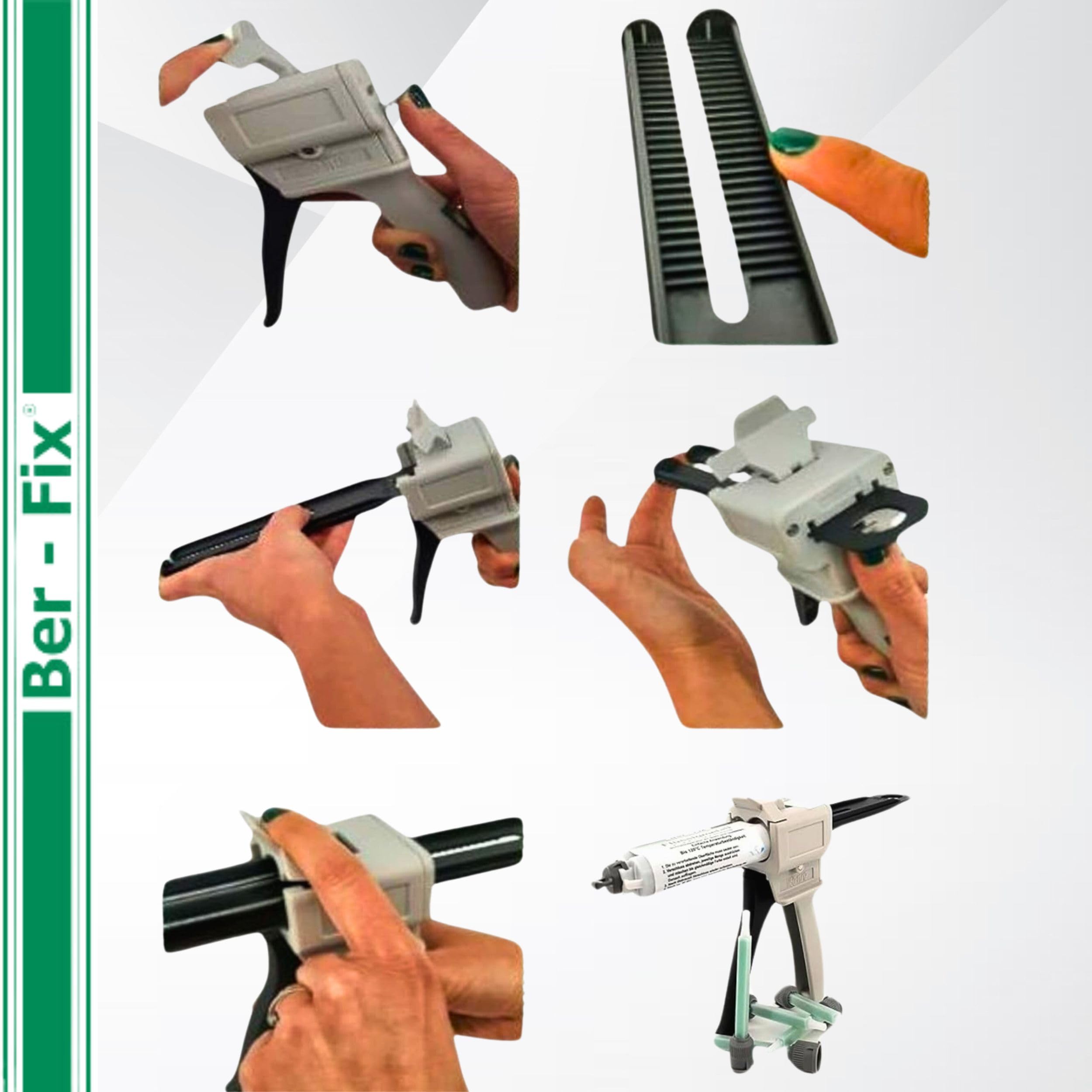 Ber-Fix® 2K Epoxidkleber 5 Min – Vorratspack (6x50g) | mit Dosierpistole; 2K-System für Spaltfüllung und feste Reparaturen; Aushärtung 5 Minuten; Inhalt: 6x50g