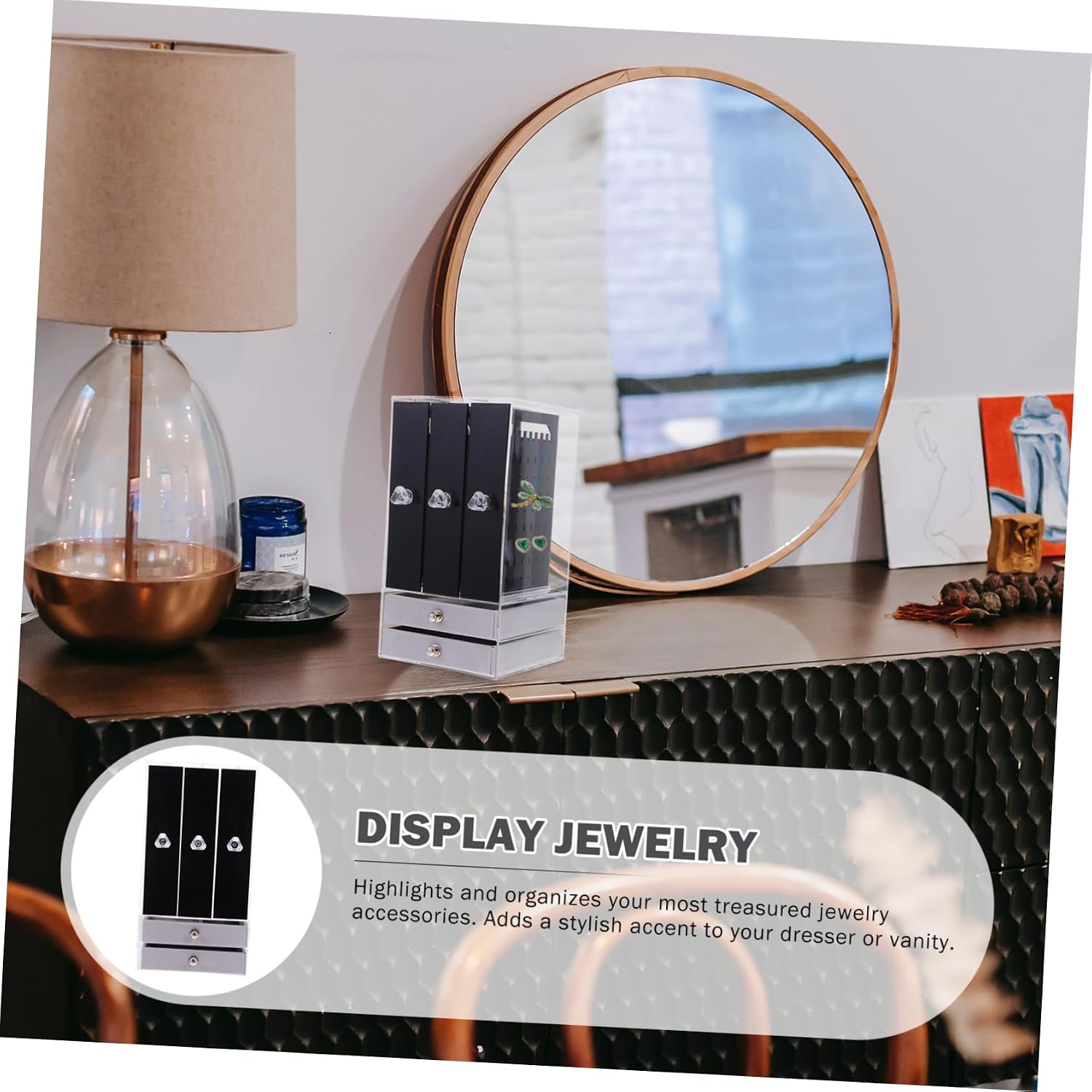 GALPADA Transparent Jewelry Display Rack with Earring Storage Elegant Jewelry Stand for Necklaces and Accessories Durable and Stylish Organizer for Vanity and Dresser
