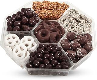 SizGit Mishloach Manot Chocolate Gift Box, 28oz Chocolate Gift Basket of 7 Sectional Platter, Ideal Food Gifts for Women on Mother’s Day, Easter, Thanksgiving, Anniversaries, Weddings or Any Occasion