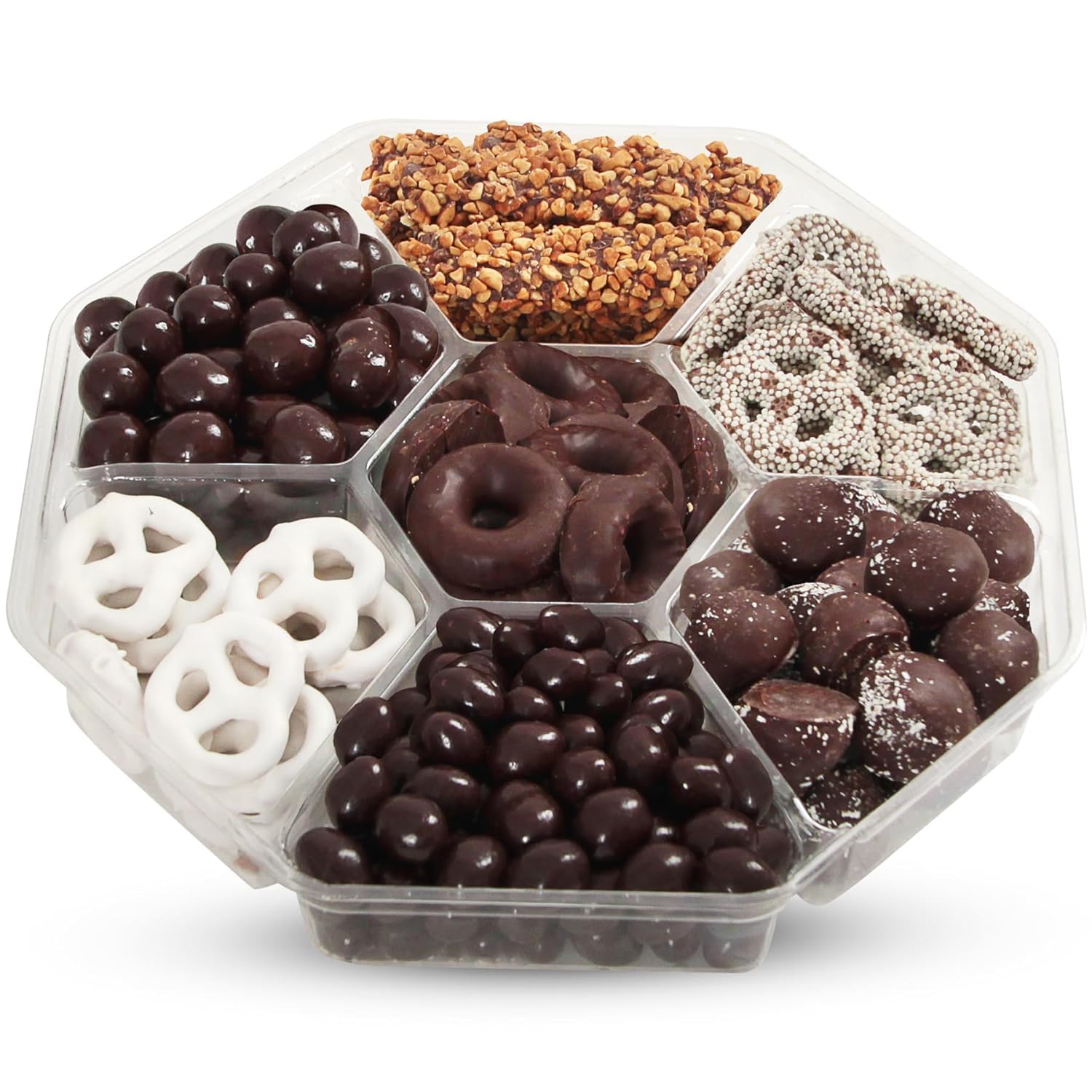 Easter Chocolate Gift Box, 28oz Chocolate Gift Basket of 7 Sectional Platter, Ideal Food Gifts for Women on Mother’s Day, Easter, Thanksgiving, Anniversaries, Weddings or Any Occasion