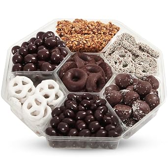 Mothers Day Chocolate Gift Box, 28oz Chocolate Gift Basket of 7 Sectional Platter, Ideal Food Gifts for Women on Mothers Day, Easter, Thanksgiving, Anniversaries, Weddings or Any Occasion
