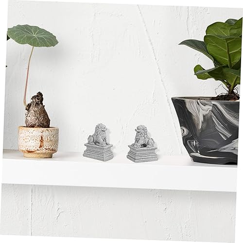 Miniatura 2 de DOITOOL 2 estatuas de perro Foo, leones guardianes, estatuas de piedra Feng Shui, estatuas de león de estilo chino, figuras coleccionables de