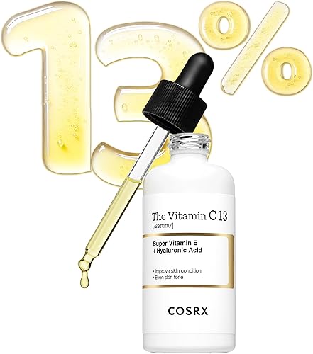 COSRX Pure Vitamin C 13% Serum (Renewal) with Vitamin E & Hyaluronic Acid, Korean Vitamin C Serum, Hydrating Facial Serum for Fine Lines, Uneven Skin Tone & Dull Skin, 0.67fl.oz, Korean Skin Care