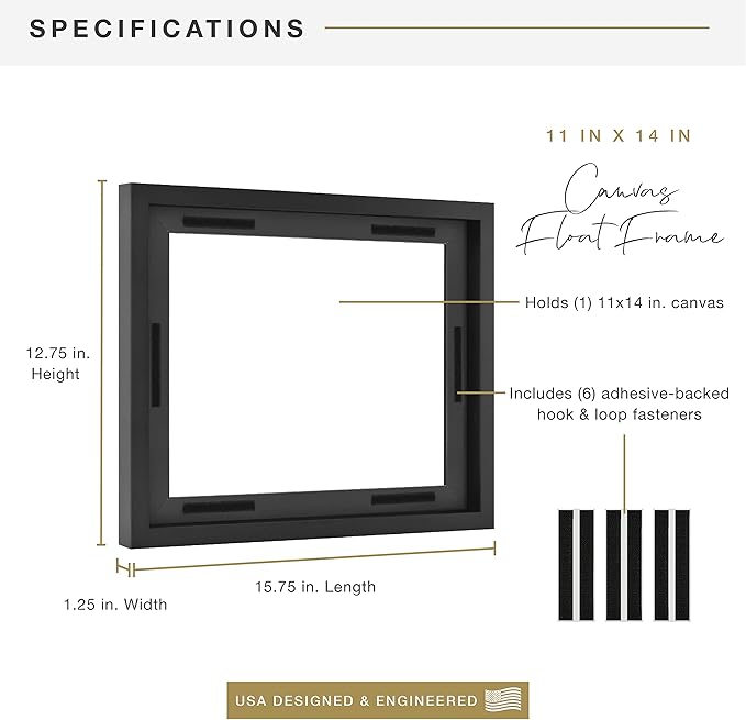 Marco de Bastidor MCS 11x14 Negro con Velcro miniatura 2