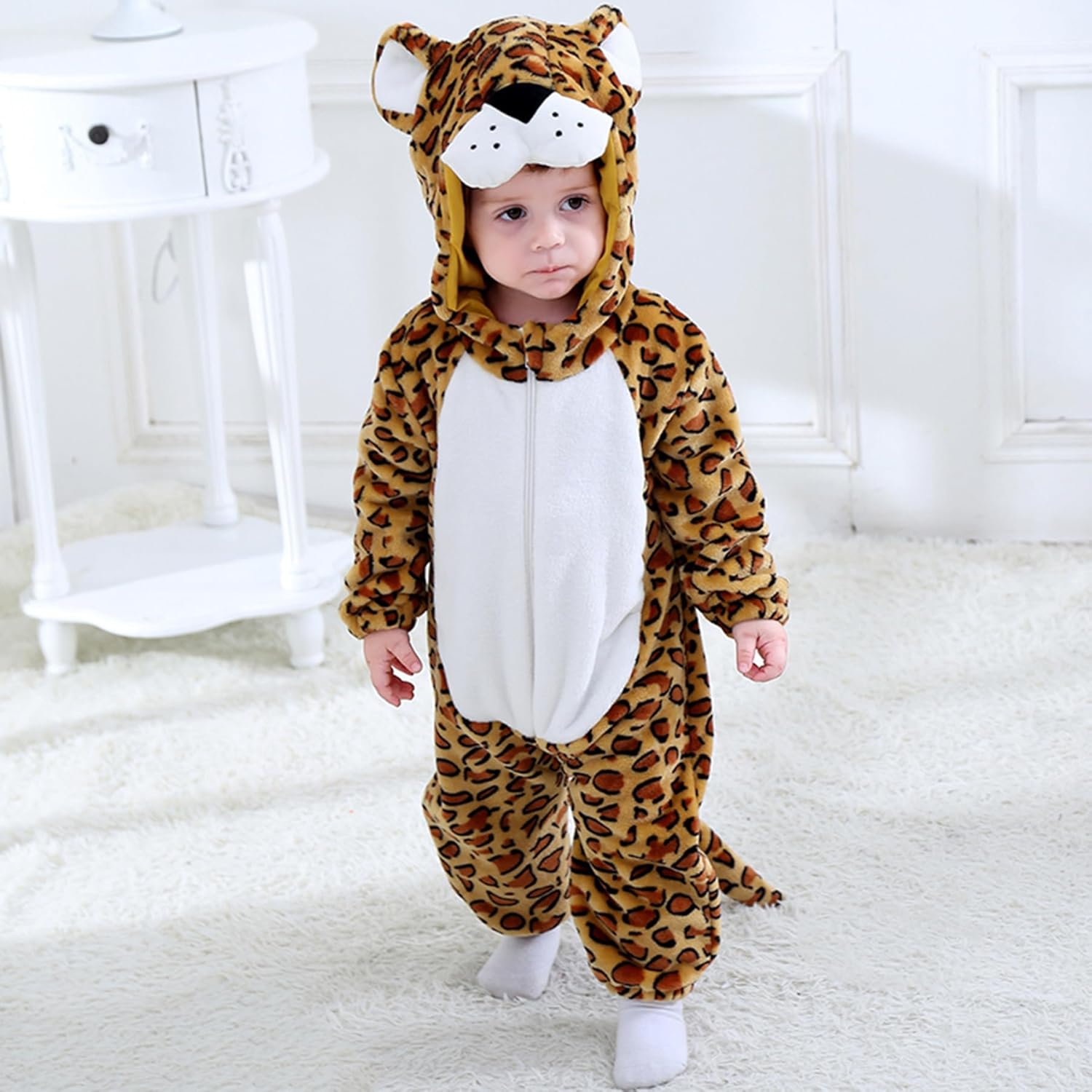 TONWHAR Kids' And Toddlers' Infant Tiger Dinosaur Animal Fancy Dress Costume Outfit Hooded Romper Jumpsuit - Image 8