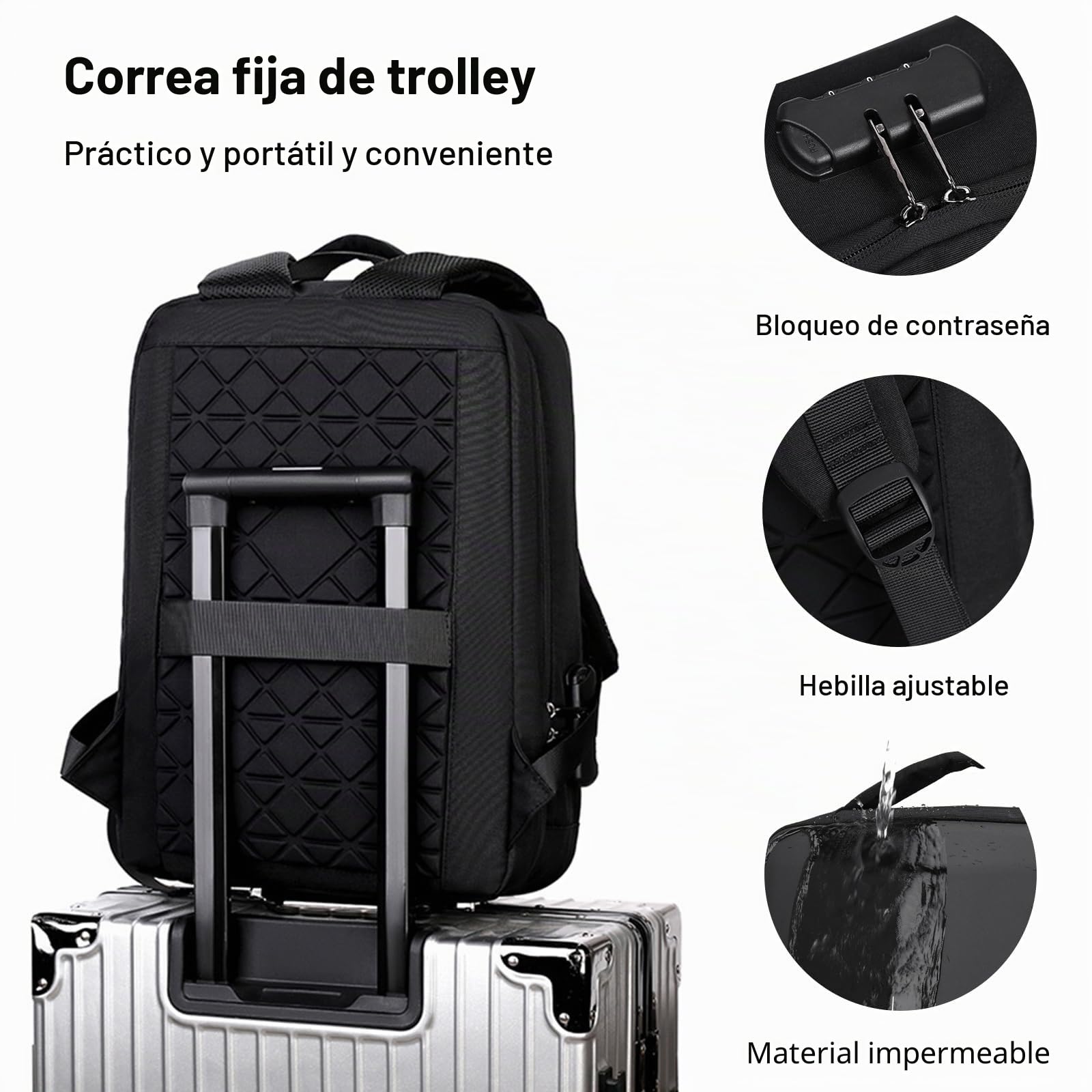 FANDARE Antirrobo Mochila Cabina Avion Mochila Portatil 15.6 Pulgadas Mochila de viaje con apertura de 180 grados Hombre Mujer Mochila con USB Bolsos para Negocio Trabajo Diario Viaje Mochila