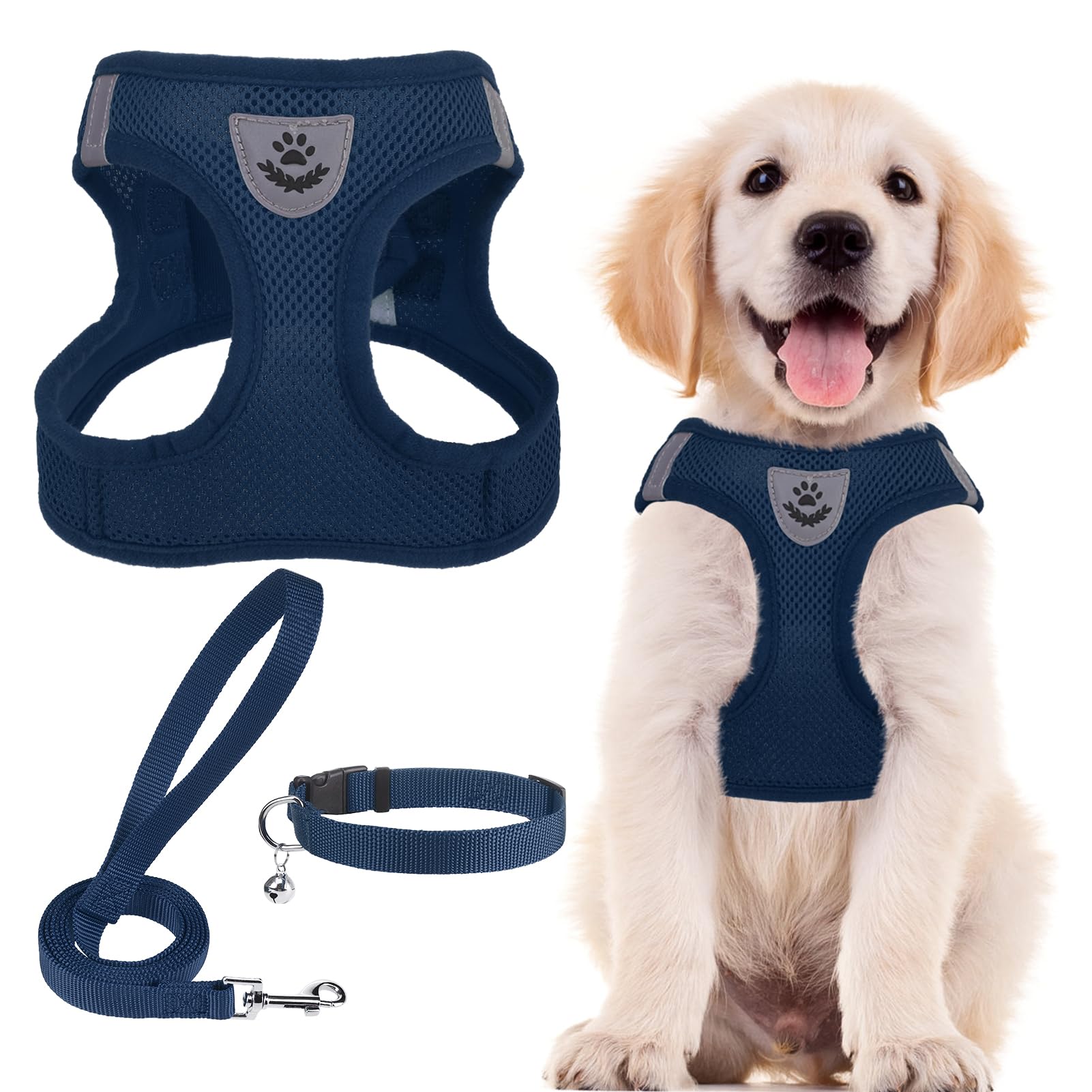 PUPTECK Dog Harness Small Dog with Collar and Lead Set Step-in No Pull Puppy Cat Harnesses for Daily Walking — image 1