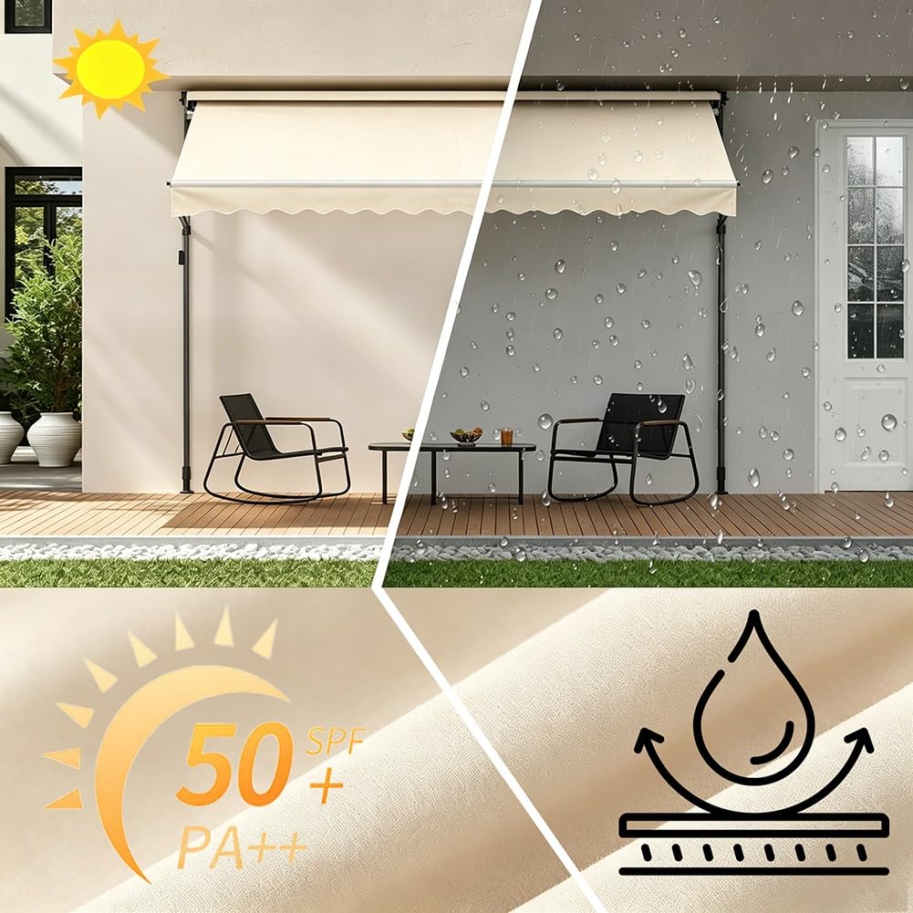 Toldo Retráctil Recambio de Tela 200 240 300 350 400 600cm Cubierta del Toldo de Sombra del Sol, Lona Recambio Jardín Patio Terraza Balcón(600x300 cm)