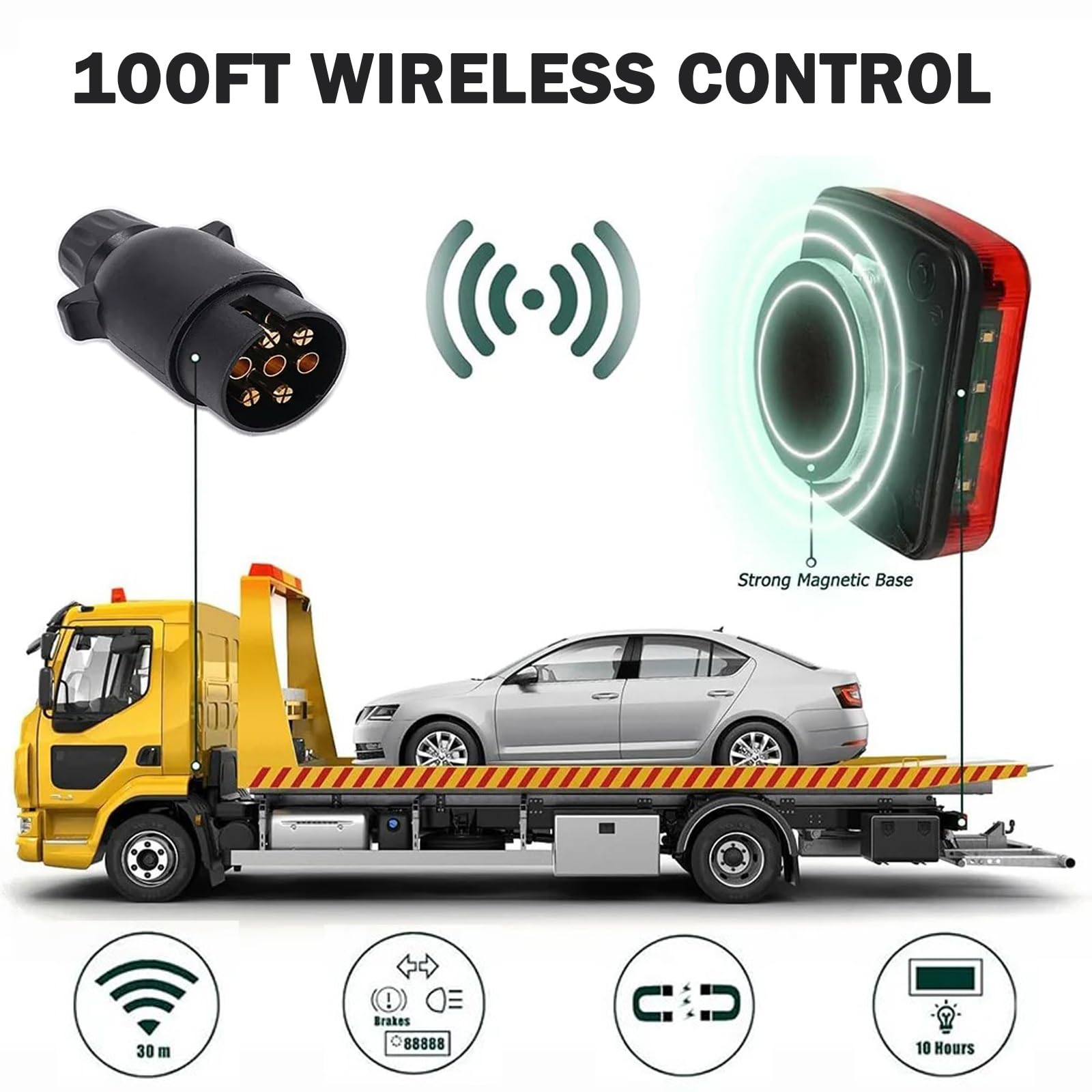 Magnetische Anhänger Rücklichter Kabellos Set, Kabelloses Beleuchtungs LED 12V, Wiederaufladbare Anhänger Beleuchtung mit ECE-Geprüft für Anhänger LKW Wohnwagen LKW RV Traktor