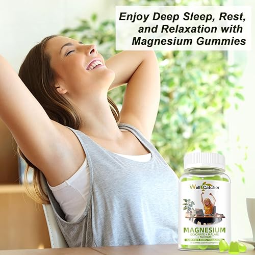 Miniatura 6 de Gomitas complejas de magnesio para adultos Suplemento triple de magnesio con glicinato de magnesio malato taurato para hombres y mujeres, apoya el