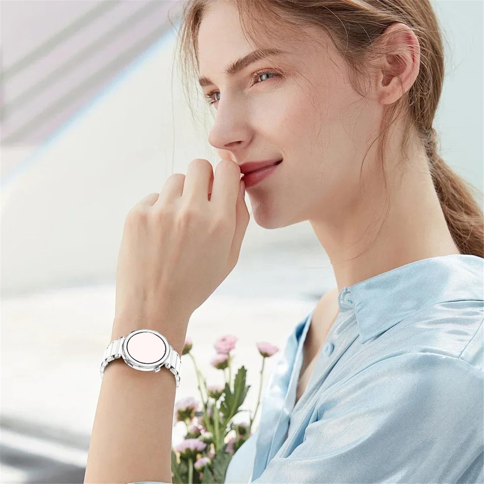 Pasek ceramiczny 18 mm Opaska ze sprzączką ze stali nierdzewnej do paska do zegarka Smartwatch unisex