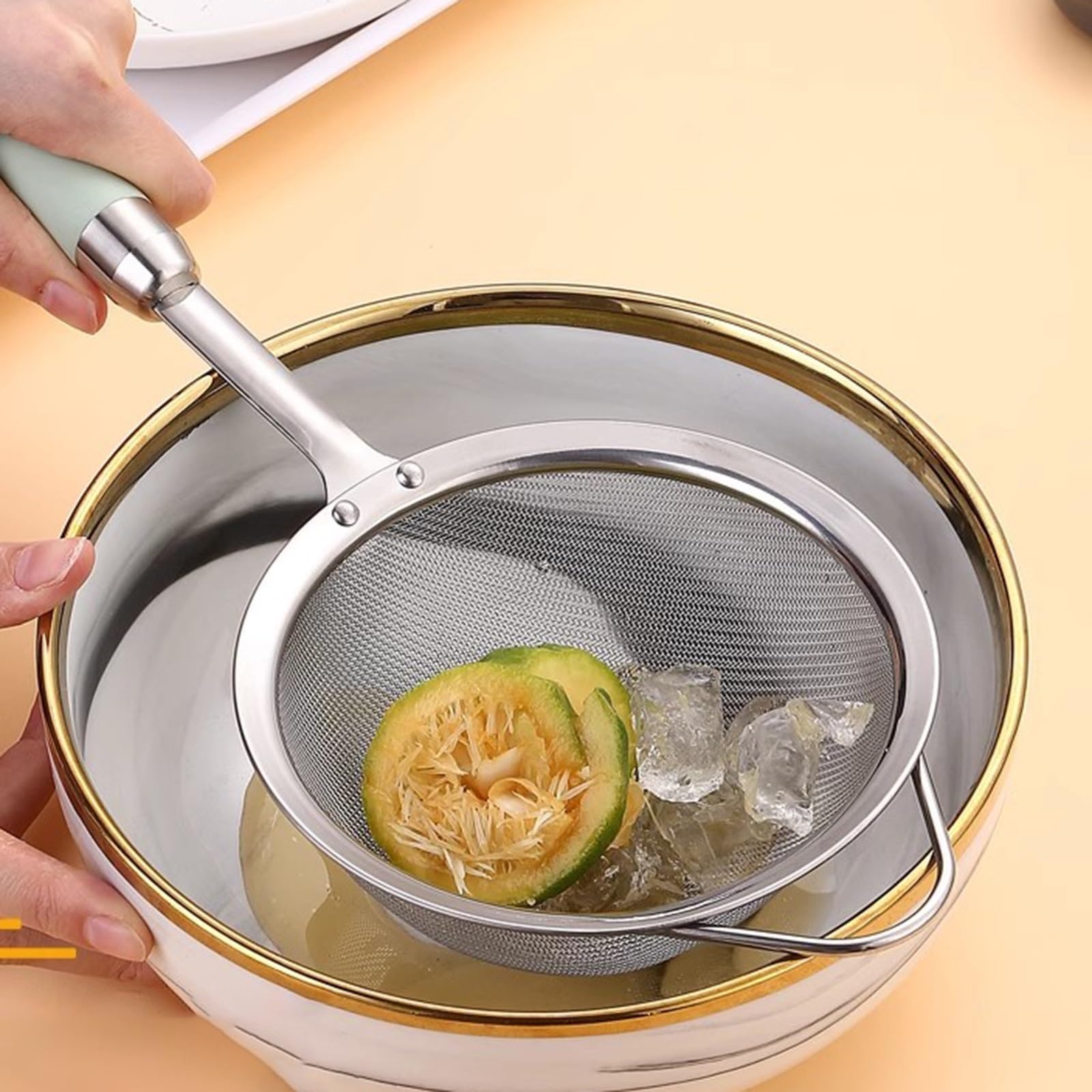 Tamiz de harina de acero inoxidable, juego de 4 piezas de tamiz de cocina de acero inoxidable, colador de freír, tamiz de harina de cocina para tamizar o drenar