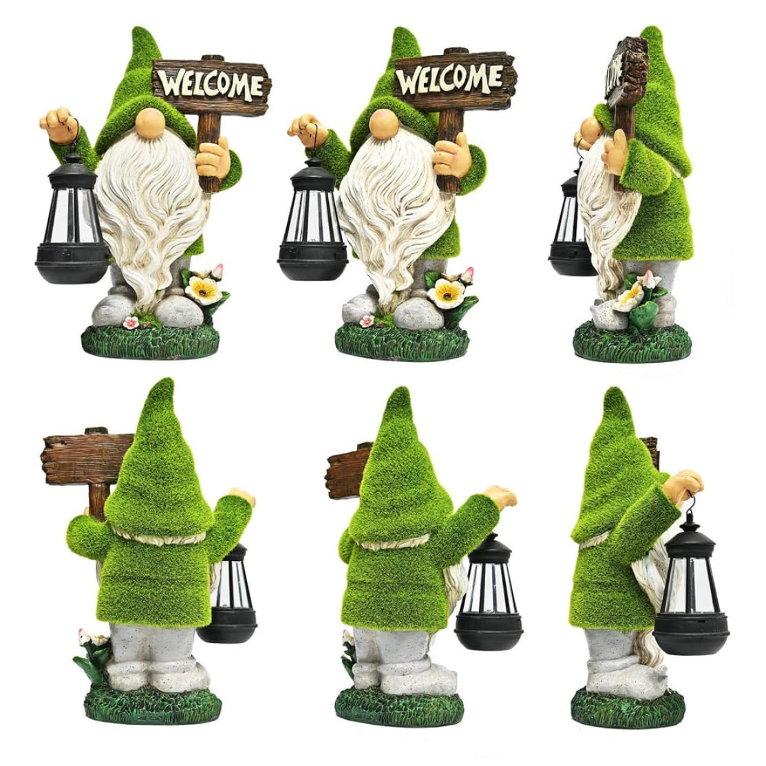 Gnomo giardino divertente con lanterna solare segno di benvenuto ornamenti da giardino solare doni di figura gnoma per prato da patio