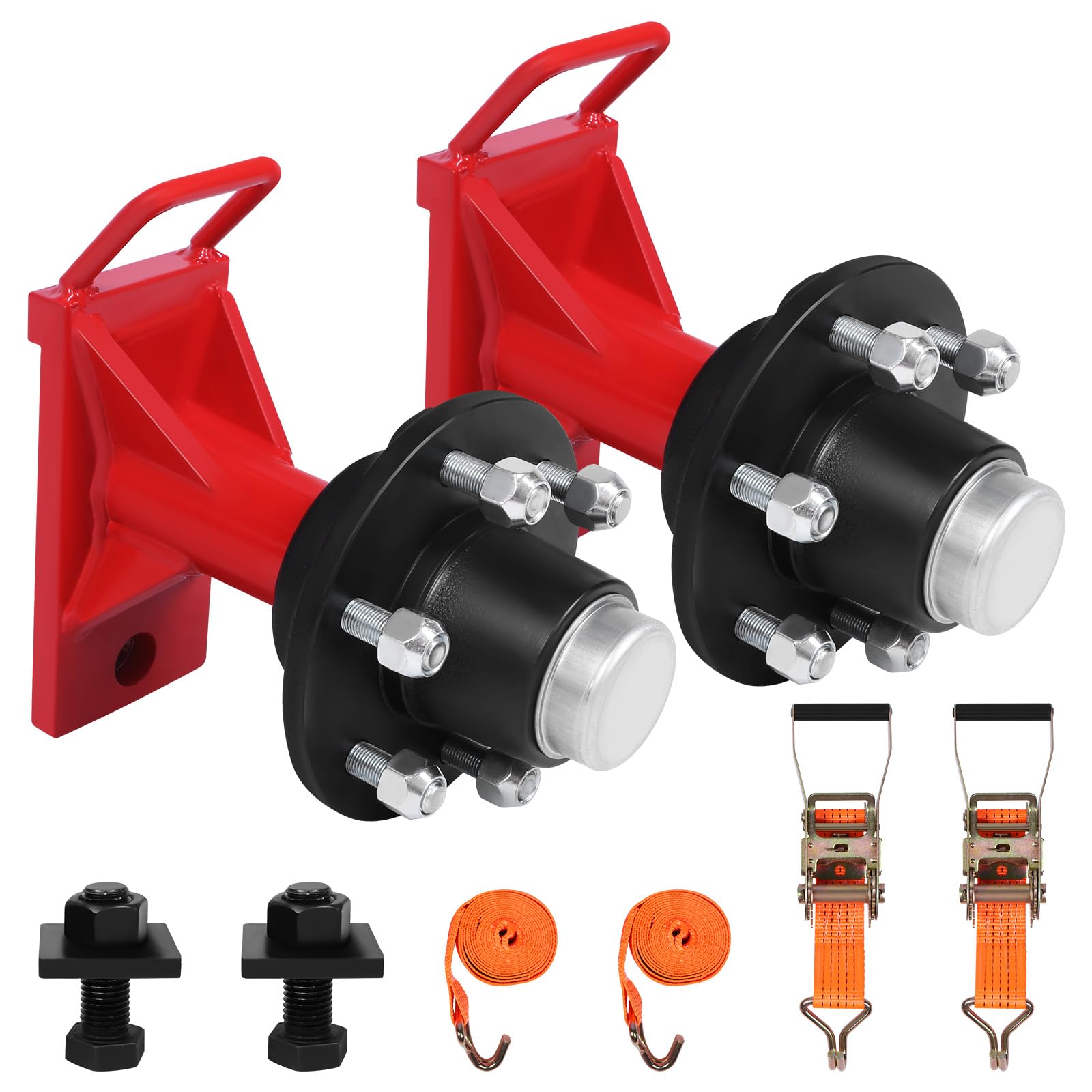 Eiwitany Shipping Container Wheel & Axle Kit with 6-Lug Hubs and Ratchet Tie-Downs,Transport Kit for Relocating 20ft to 40ft Shipping Containers