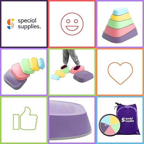 Miniatura 9 de Special Supplies Juego de 5 escalones para niños en interiores y exteriores, bloques de equilibrio que promueven la coordinación, la fuerza del