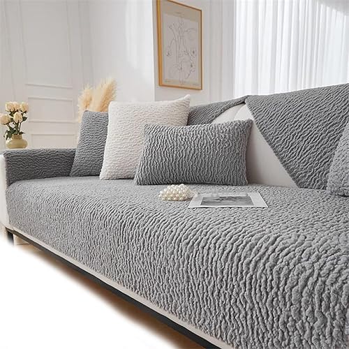 Funda de sofá de forro polar bereber de color crema, antiarañazos, divertida funda para sofá modular, esponjosa, suave, antideslizante, de piel