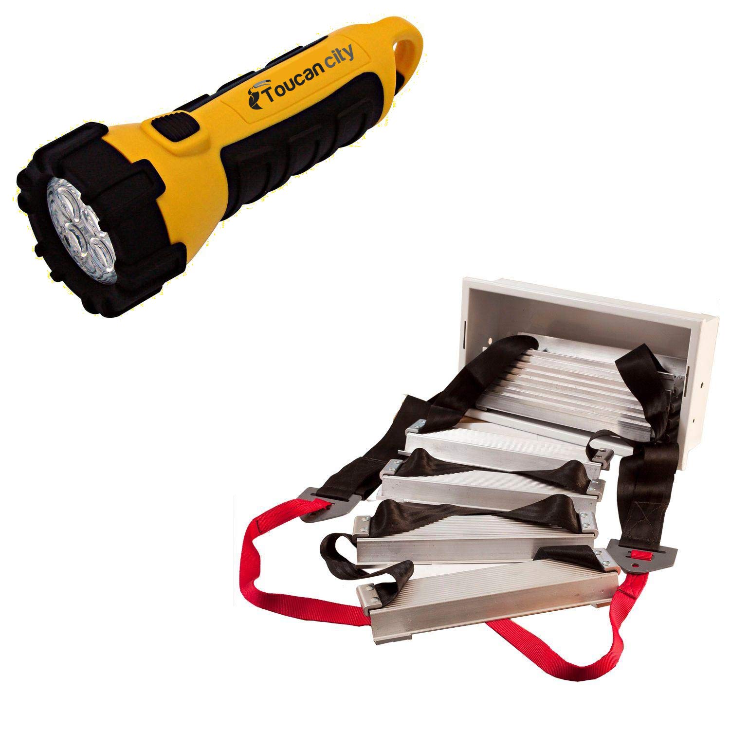 Toucan City LED Flashlight and WERNER 2-Story Built-In Fire Escape Ladder ESC220
