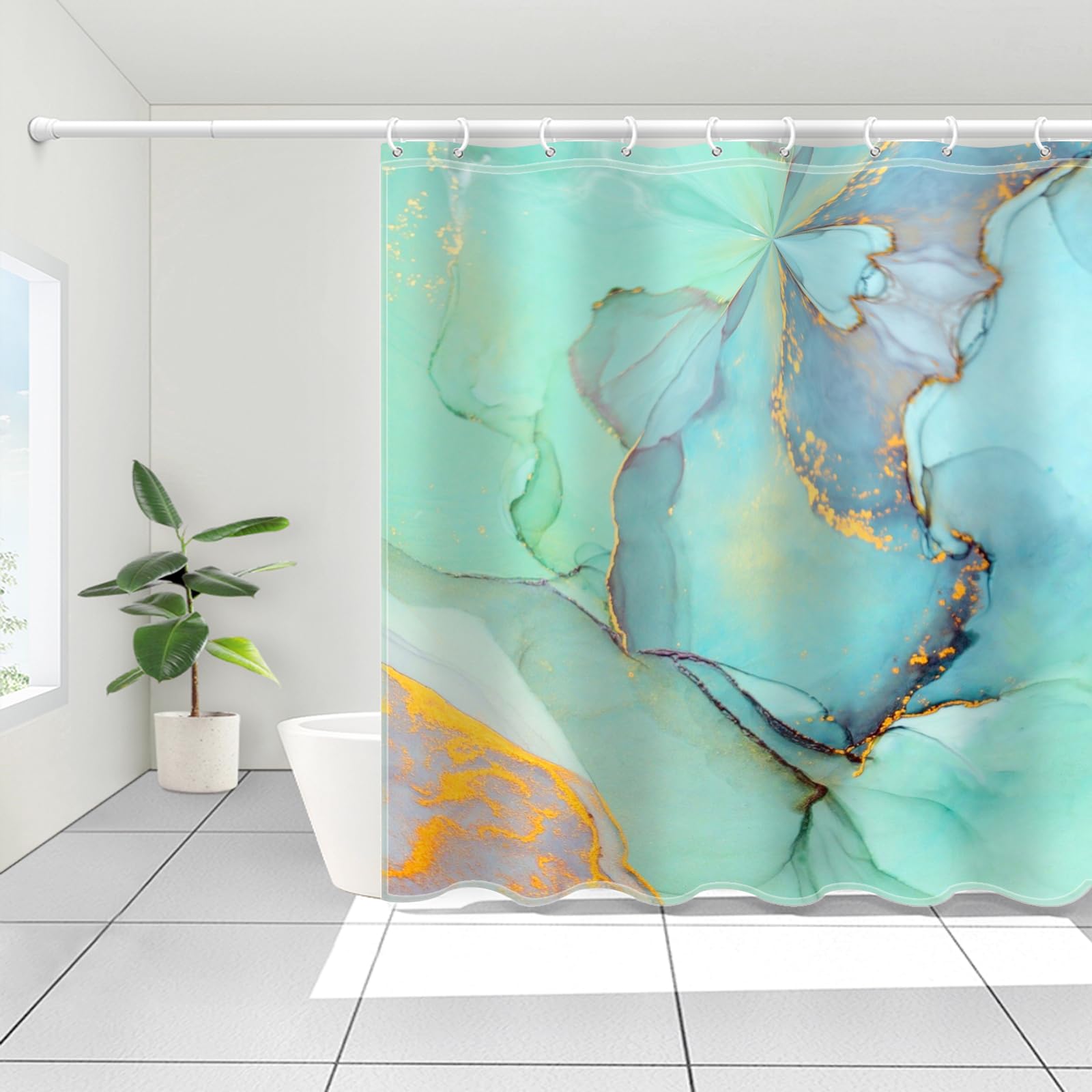 Green Gold And Black Shower Curtain